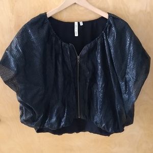 robbi & nikki Black Sequined Zippered Blouse